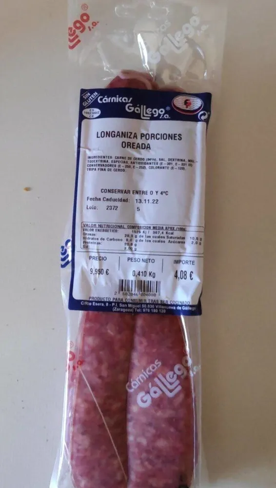 Longaniza porciones oreada