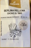 Berlina rellena cacao