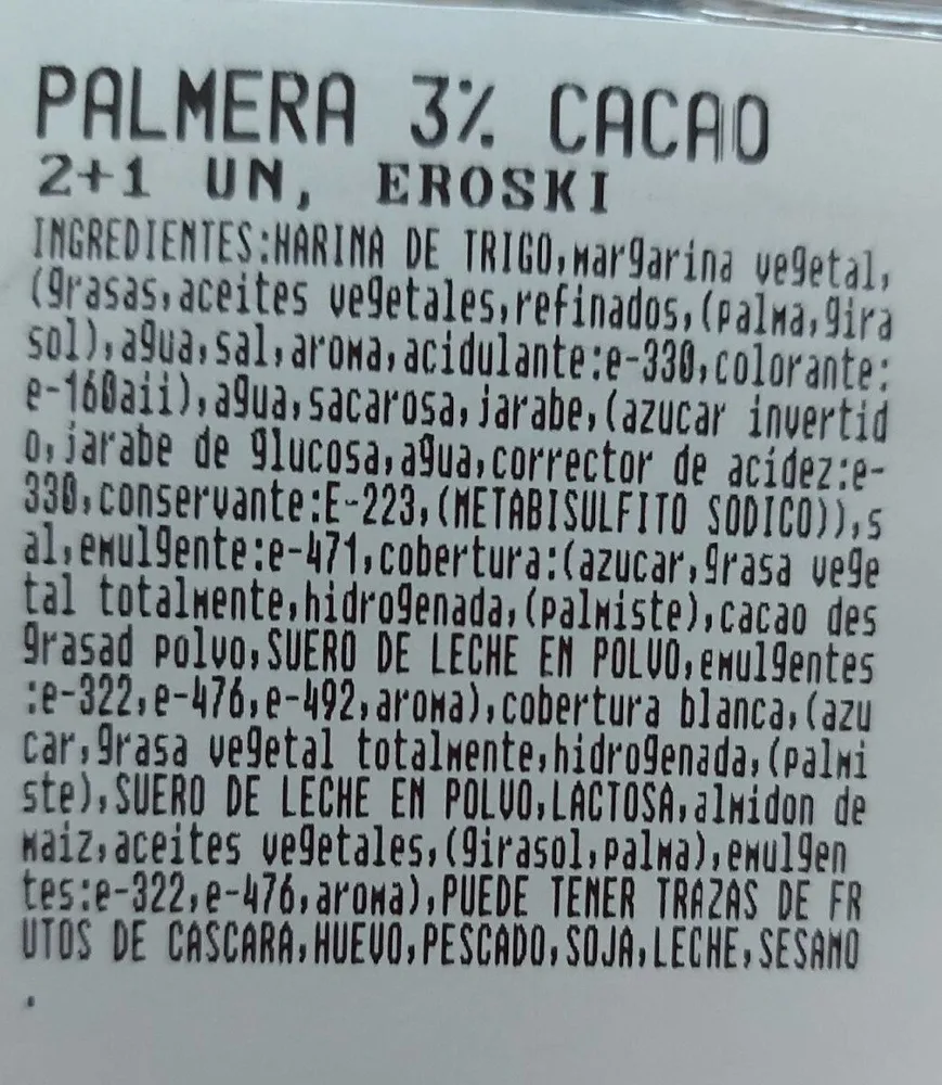 Palmera 3% cacao