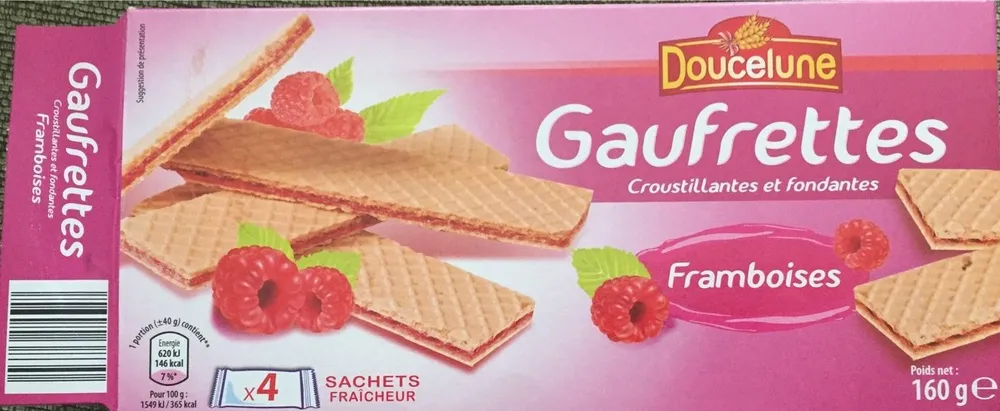 Gaufrettes croustillantes et fondantes fourrées aux framboises