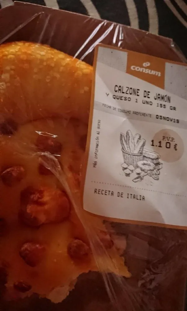 Calzone de jamón y queso