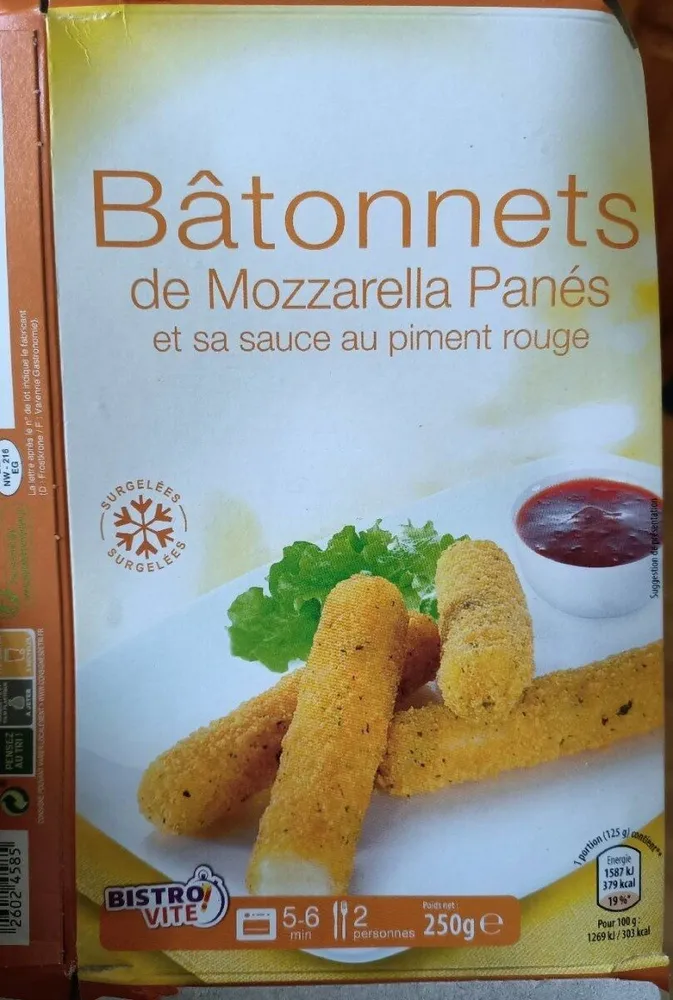 Bâtonnets de mozzarella panés
