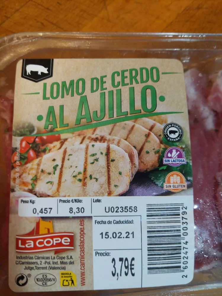 Lomo de cerdo al ajillo
