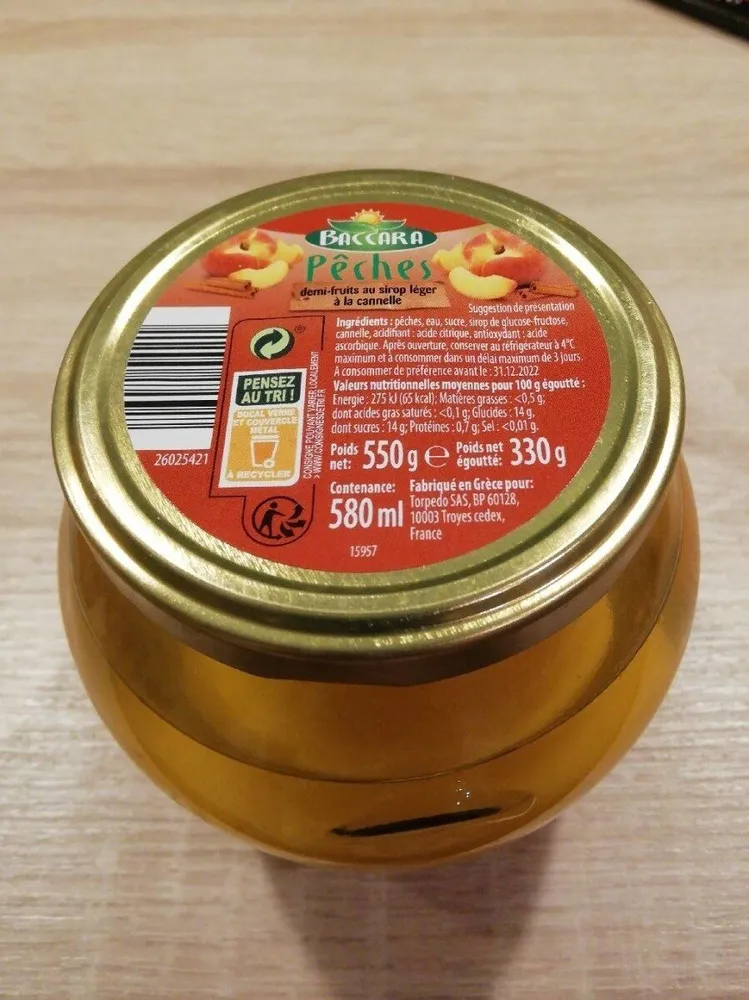 Demi fruit pêche au sirop léger