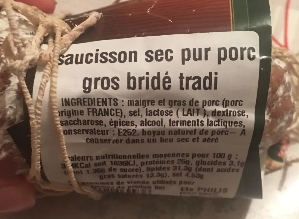 Saucisson sec pur proc gros bride tradi