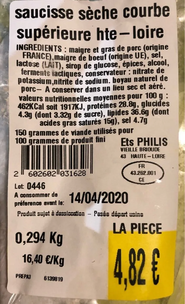 La Haute-Loire saucisse sèche supérieur