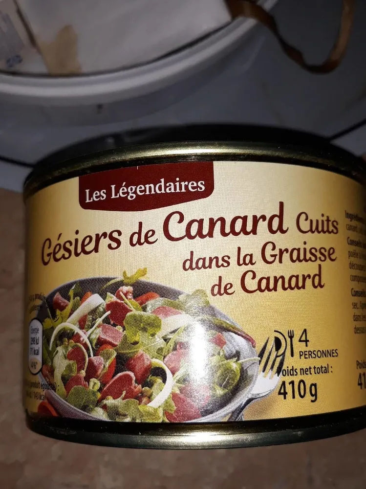 Gesiers de canard cuits dans la graisse de canard