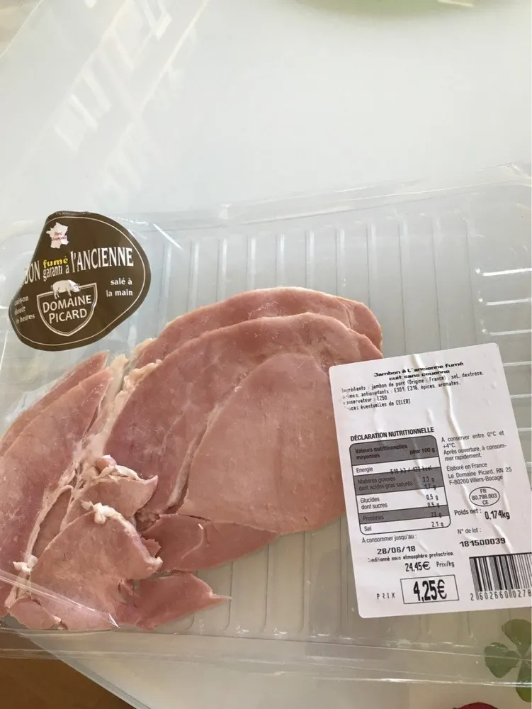 Jambon a l'ancienne fumé cuit sans couenne