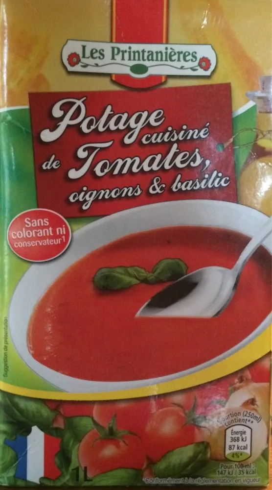 Potage tomates oignons basilic