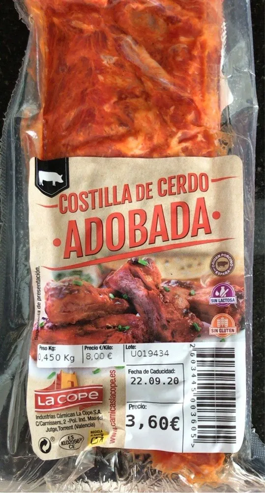 Costilla de cerdo adobada