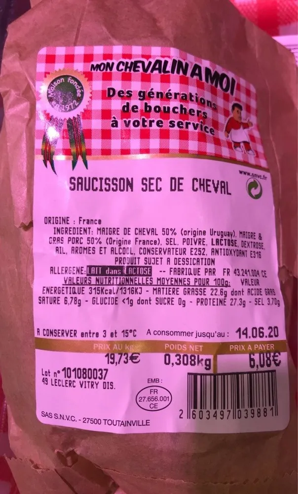 Saucisson sec de cheval