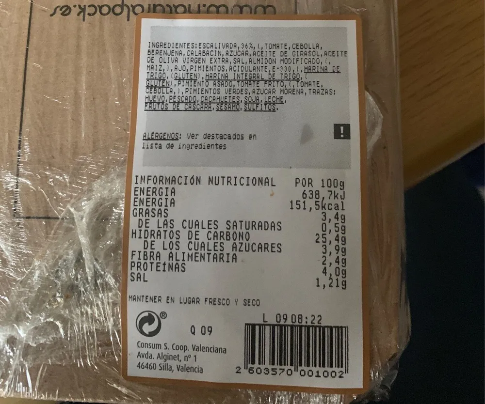 Coca verduras