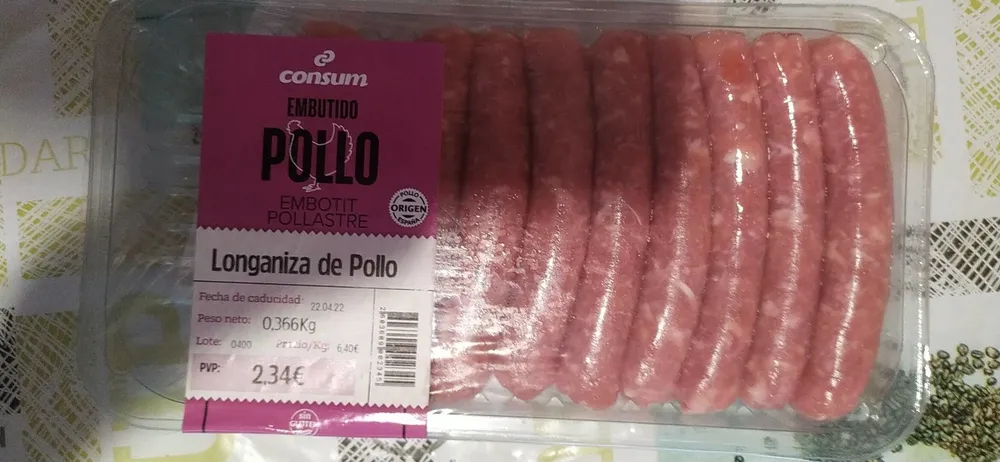 Longaniza de pollo preparado cárnico