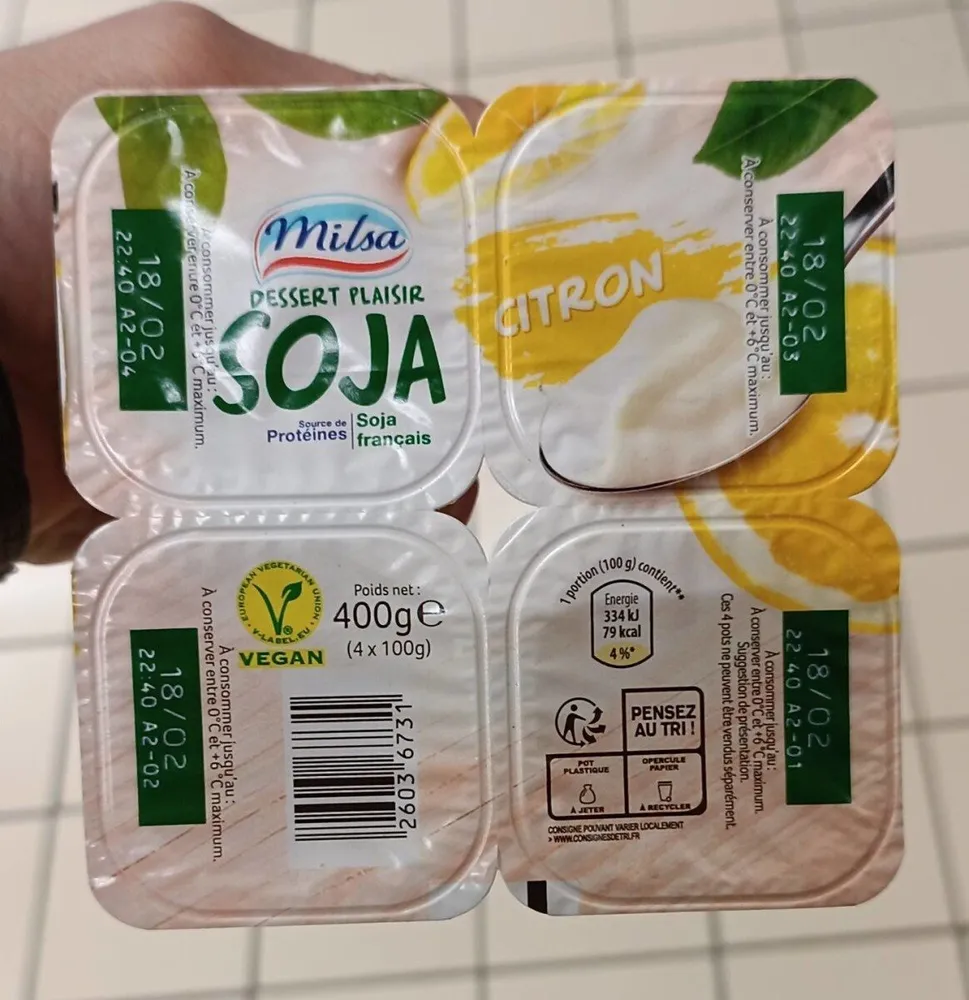Dessert plaisir soja citron
