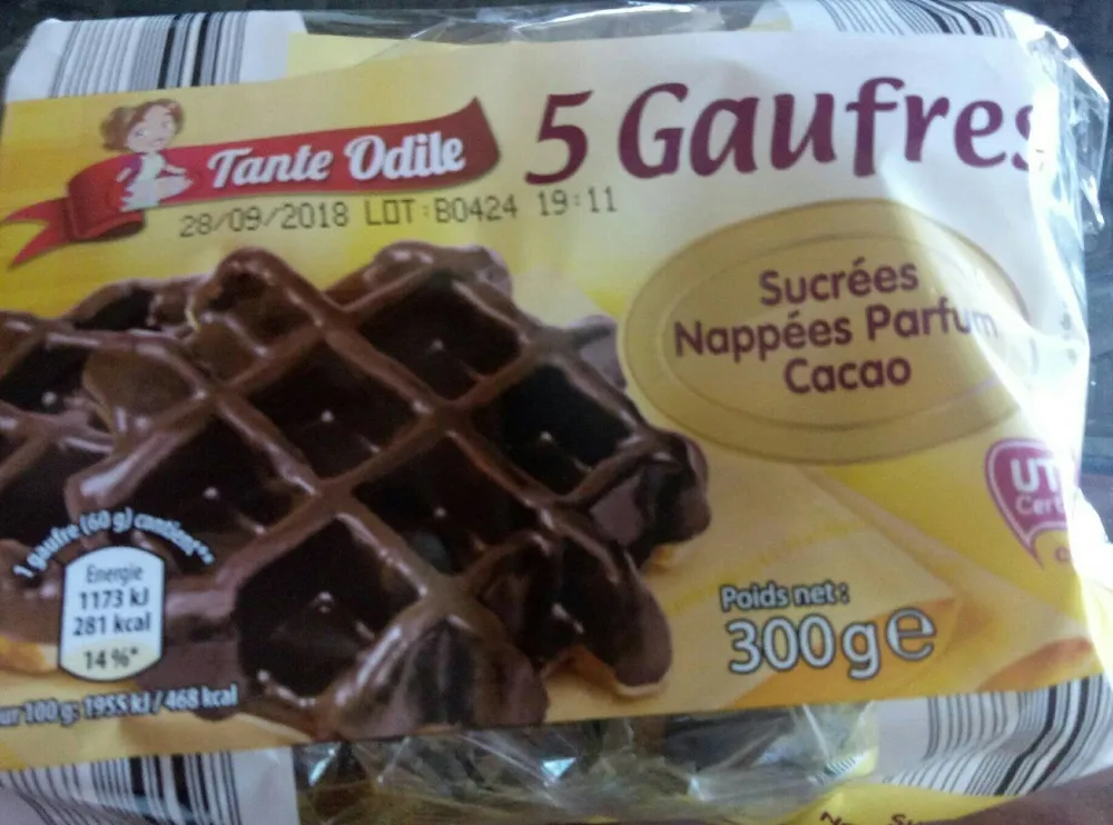 Gaufres sucrées nappées parfum cacao