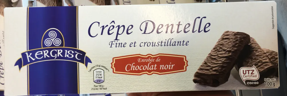Crêpe Dentelle enrobée de Chocolat Noir