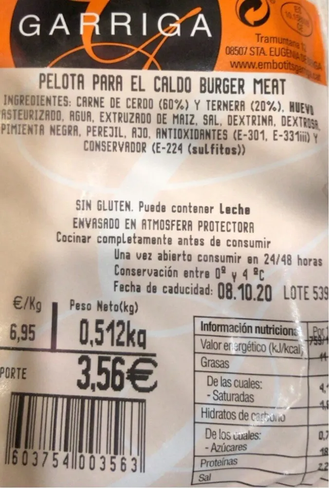 Pelota para el caldo Burguer Meat