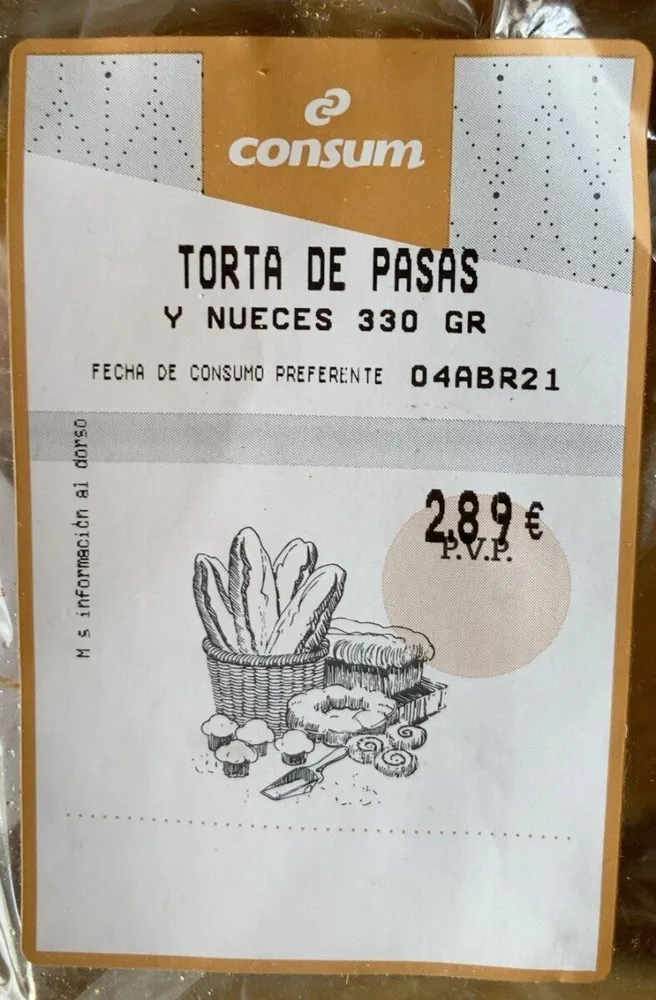 Totrta de pasas y nueces 330gr