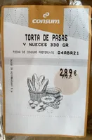 Totrta de pasas y nueces 330gr