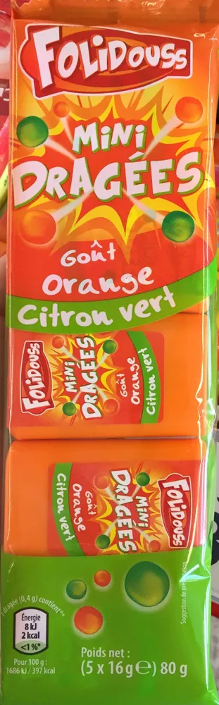 Mini Dragées goût Orange Citron Vert