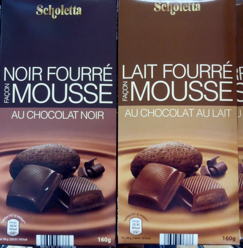 Noir fourré façon mousse ou Lait fourré façon mousse