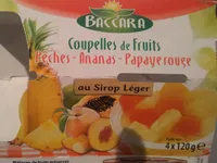 Coupelles de Fruits Pêches - Ananas - Papaye rouge au sirop léger