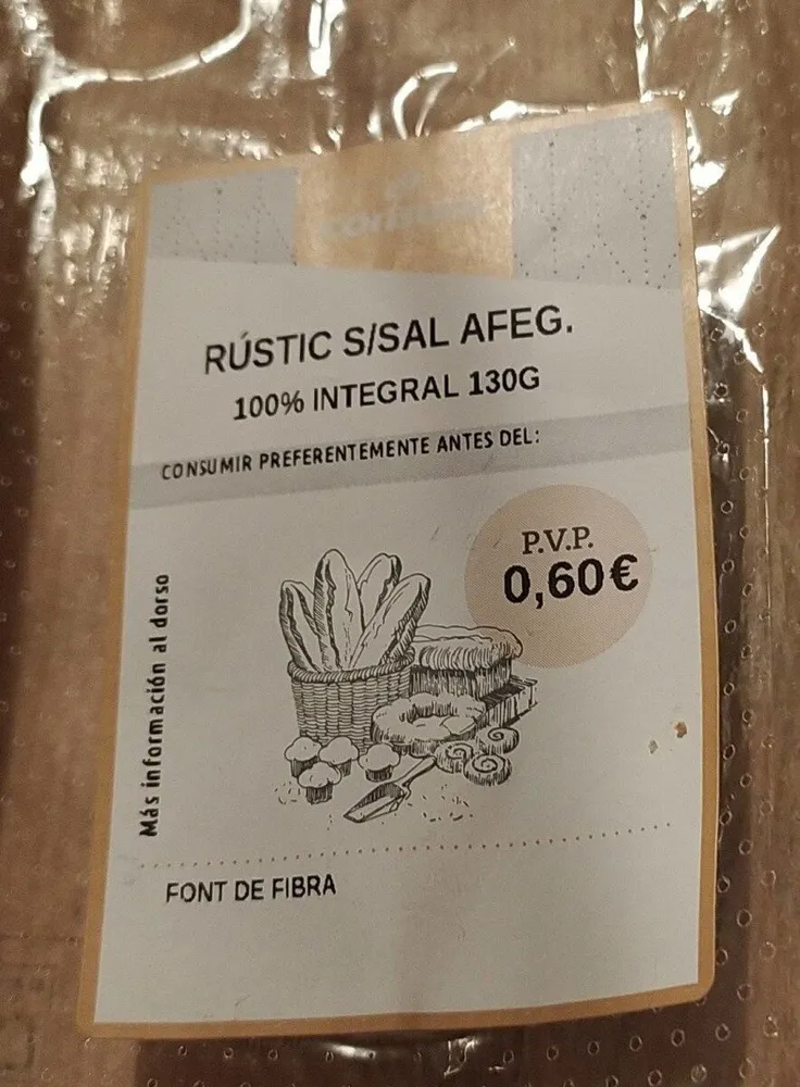 Pan rústico sin sal integral