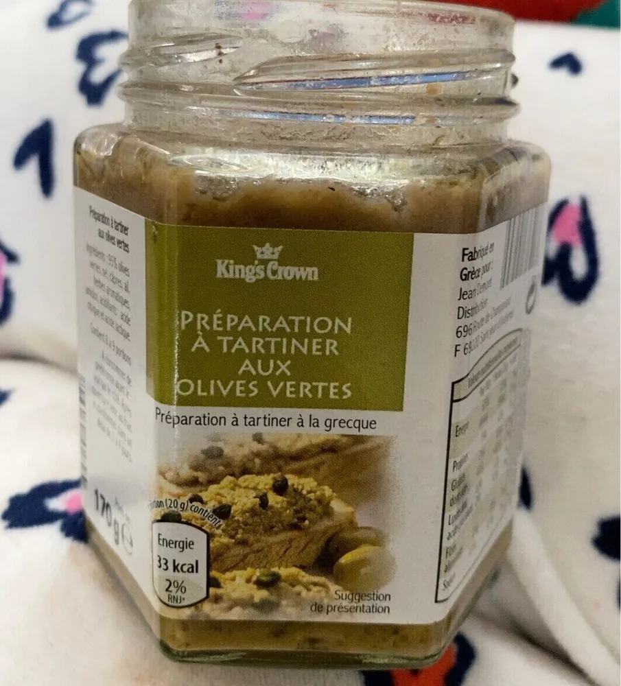Préparation a tartiner aux olives vertes