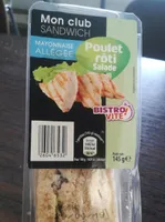Sandwich poulet roti salade
