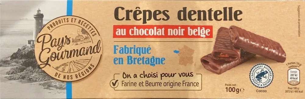 Crêpes dentelle au chocolat noir belge
