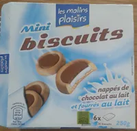 Mini biscuits nappés de chocolat au lait et fourrés au lait