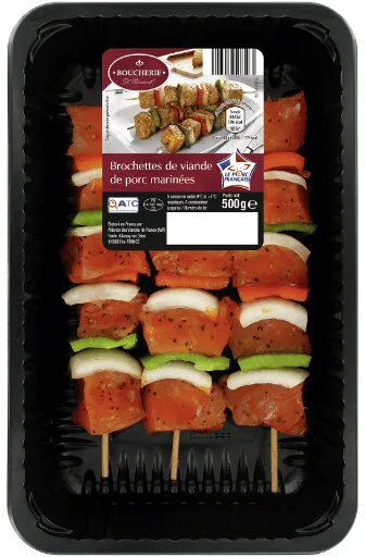 Brochettes de viande de porc aux poivrons et aux oignons