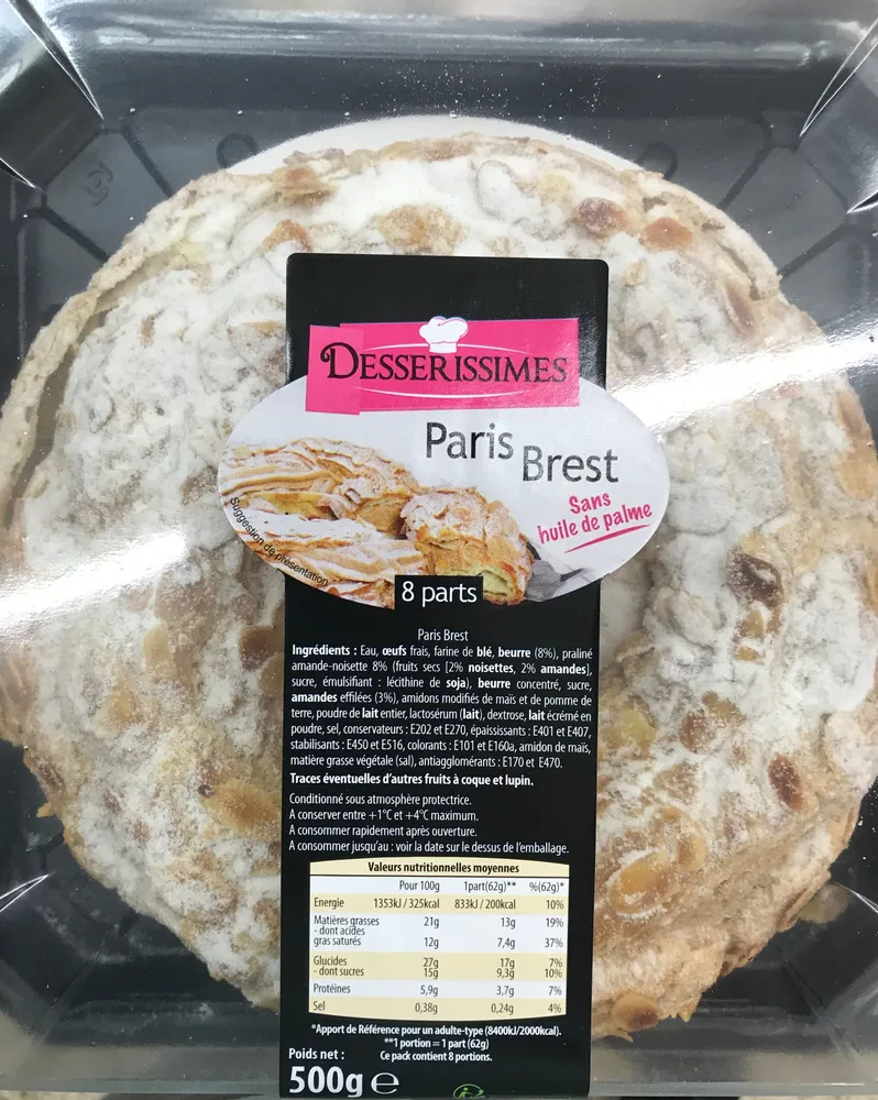 Paris Brest sans huile de palme