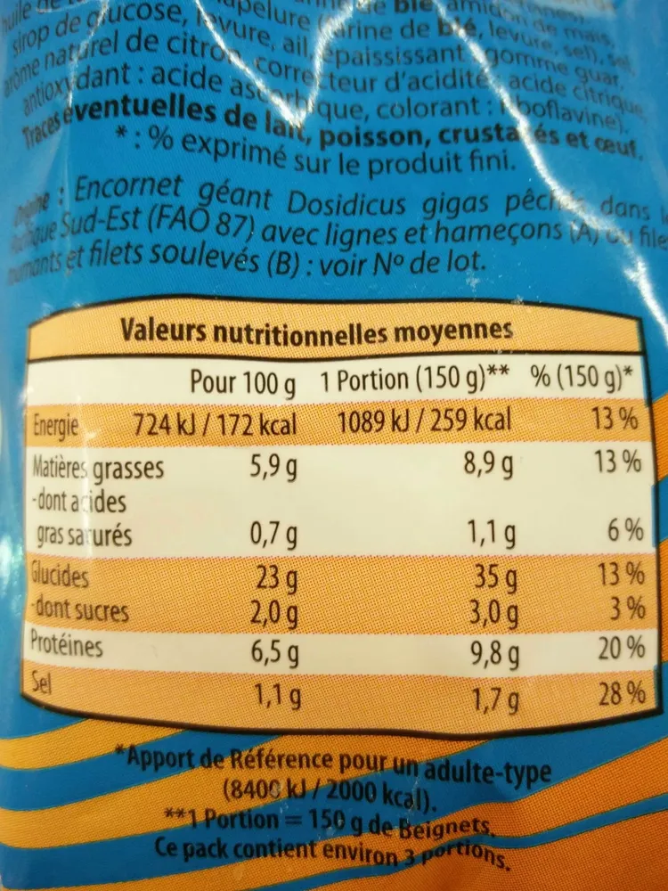 Anneaux de calamars panés