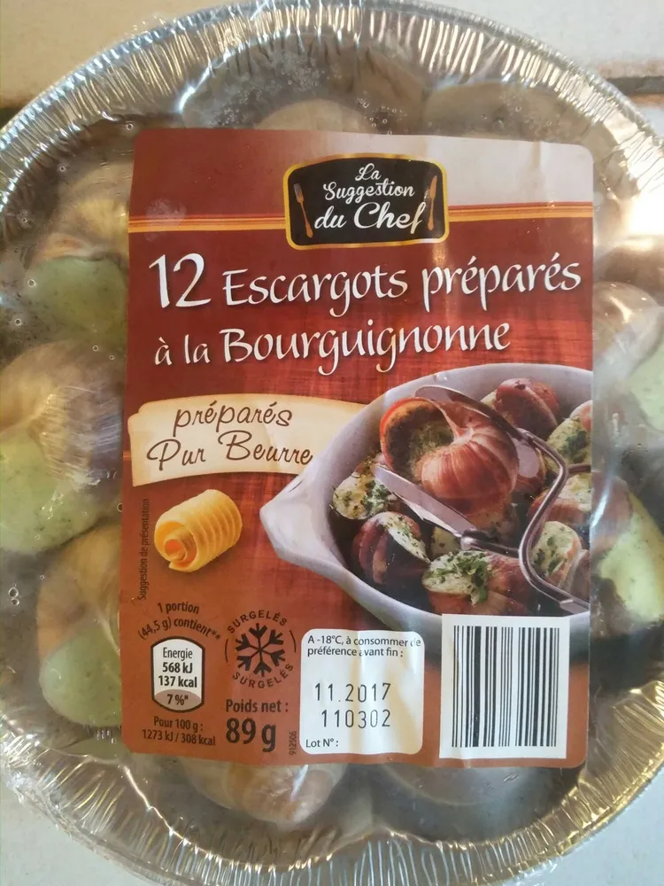 12 escargots préparés à la Bourguignonne