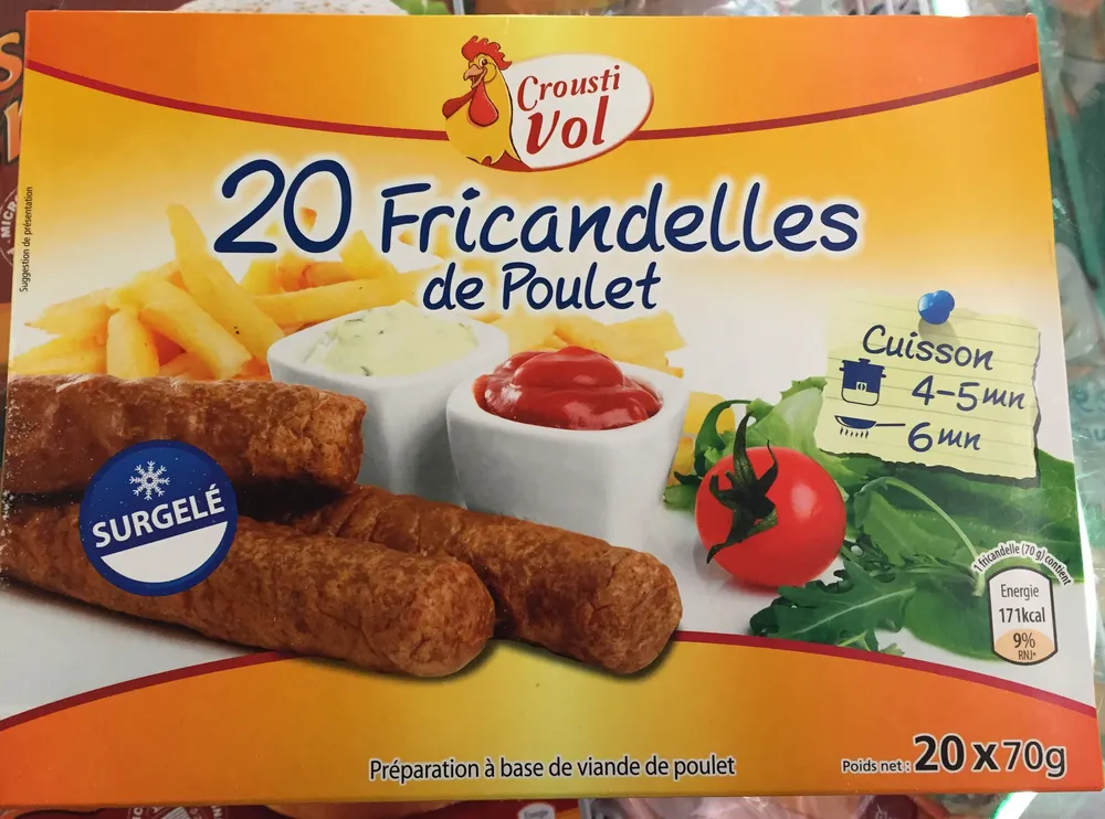 20 fricandelles de poulet surgelé
