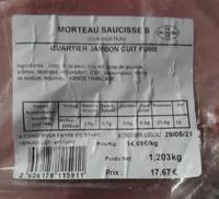 Quartier jambon cuit fumé