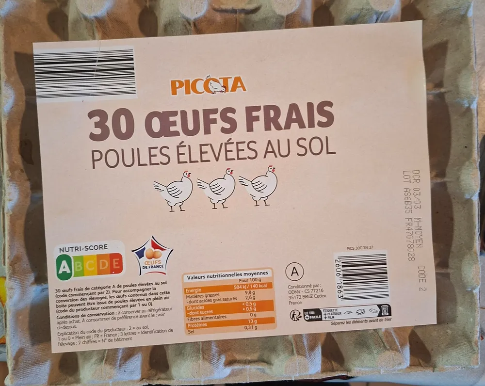30 oeufs frais