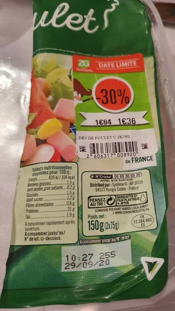 Dés de poulet