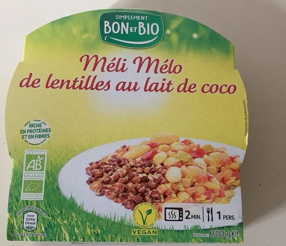 Méli melo de lentilles au lait de coco