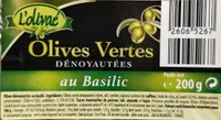 Olives vertes dénoyautées au basilic