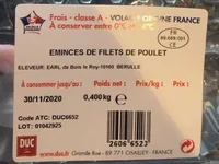 Émincés de filets de poulet