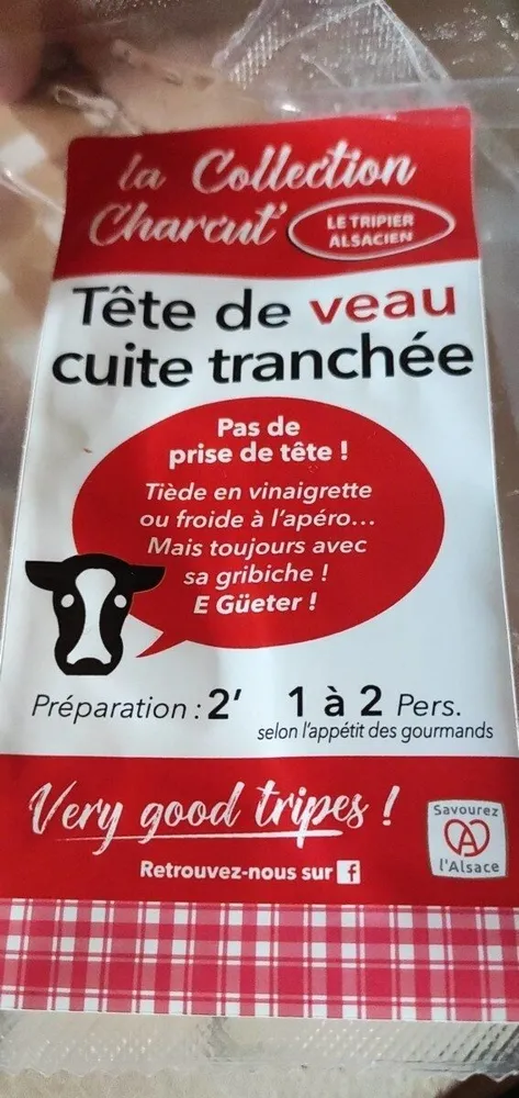 Tête de veau cuite tranchée