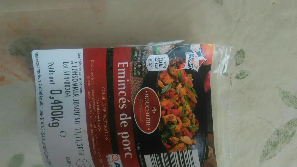 Émincés  de porc
