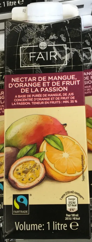 Nectar de mangue, d'orange et de fruit de la passion
