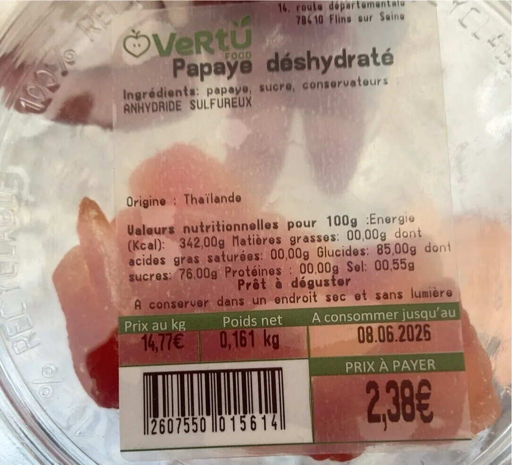 Papaye déshydratée