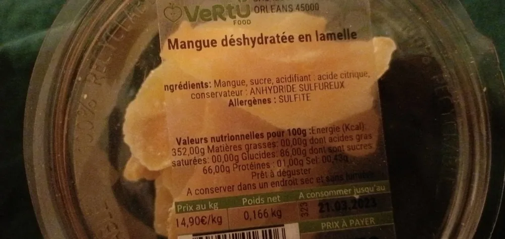 Mangue déshydratée