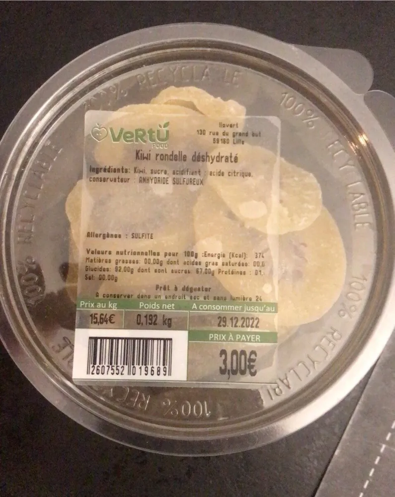 Kiwi rondelle déshydratée