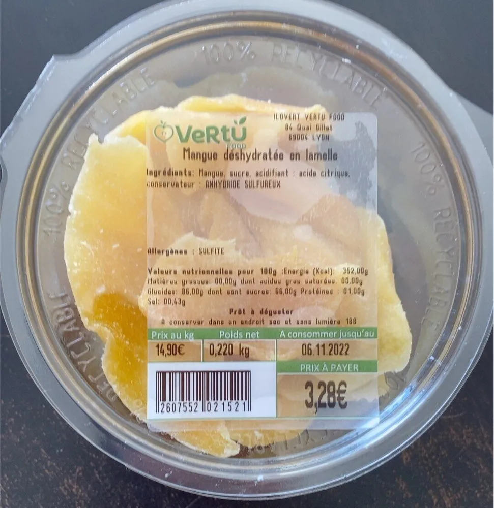 Mangue déshydratée en lamelle