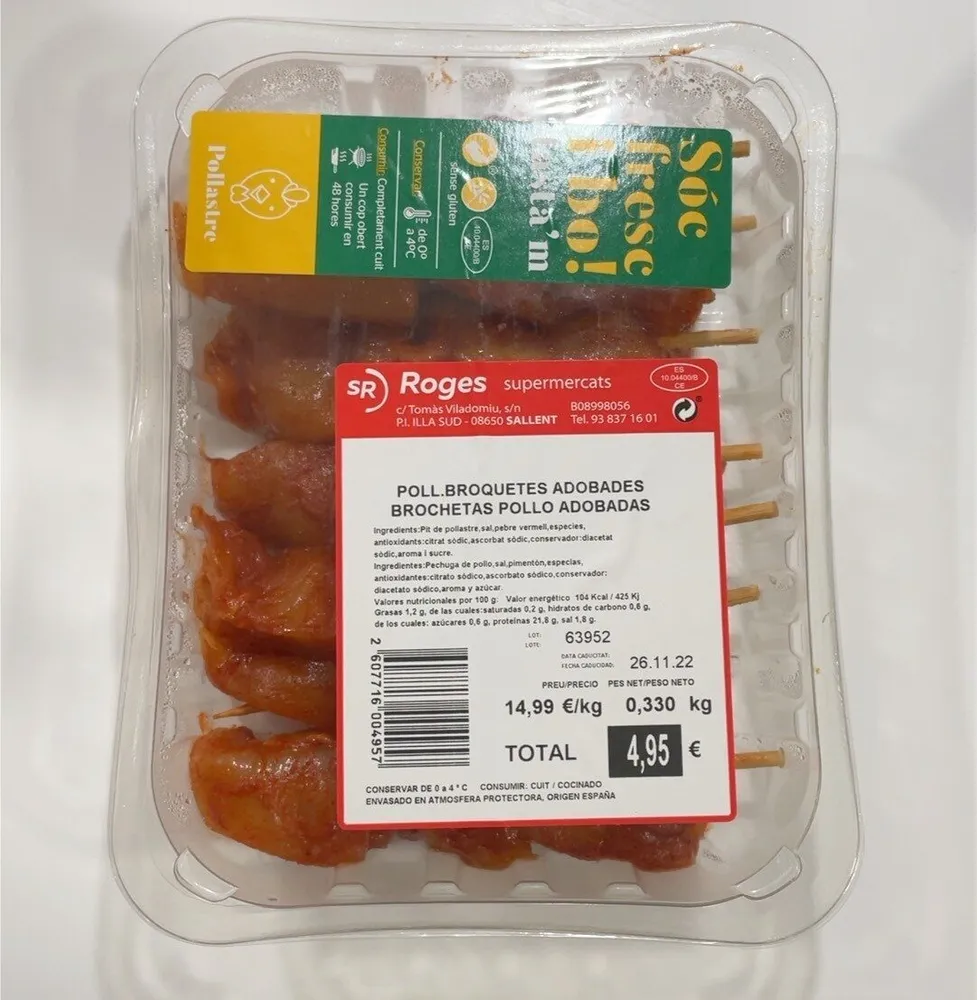 Brochetas pollo adobadas